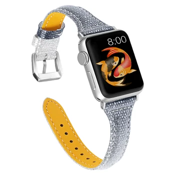 Gradient Barvo Rib obsega Vzorec Trak za Apple Watch Band Serije 6 5 4 3 2 Usnjeno Zapestnico za iWatch SE 44 MM 40 MM 42MM 38 MM