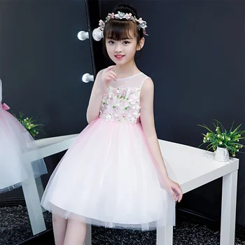 Otroška obleka princess oblačenja cvet dekle puhasto preja high-end modni brvi dekle gostiteljice klavir uspešnosti obleko tujih slog
