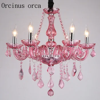 Evropsko razkošje roza kristalni lestenec dnevna soba, spalnica banketna dvorana Princesa Soba francoska sveča steklo svetilka obesek