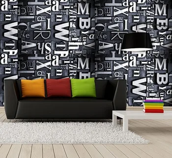 Po meri 3D velika freska,retro kovinski teksturo stereo abeceda ,3D de papel parede za dnevni prostor kavč, TV steni spalnice ozadje PVC