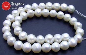 Qingmos 10-11 mm Krog Naravnih White Pearl Svoboden Kroglice za Nakit, Izdelava DIY Ogrlica Brcelet Uhan Pramenov 14