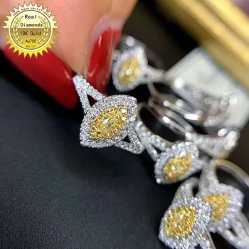 18k belim zlatom Naravnih Pravi 0.40 ct diamantni prstan Nakit Zaročni prstan &Poročni prstan D-A001