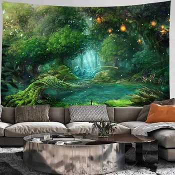 Sanje gozdov tapiserija Mandala Steni Visi Boho dekor macrame hipi Čarovnice Tapiserija