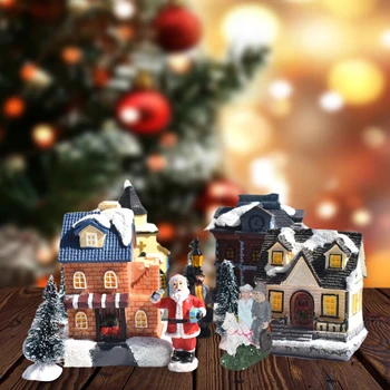 LED Božični Vasi Hiš Smolo, Božični Okraski, Santa Claus Stavb Darilo za Otroke