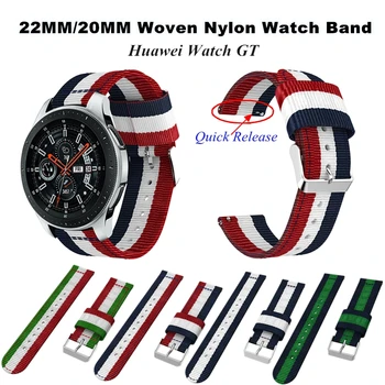 20 mm Tkani Najlon Watch Pasu Trak za Huawei Watch GT Najlon Zamenjava Manšeta za Samsung Galaxy Watch Aktivno 46mm 42mm Pasu