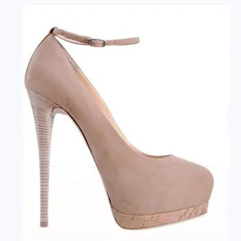 SHOFOO čevlji,Lepih modnih ženskih čevljev, antilop, o 14.5 cm visoko peto ženske čevlje, krog toe črpalke.
