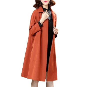 Moda pomlad jesen windbreaker novo karamelo barva mid-dolžina velikosti svoboden divje ženske jarek plašč 2020 Omejen D84