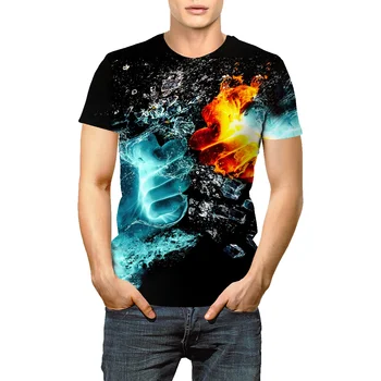 Ogenj in Vodo, t-shirt za moške svoboden velikosti moških je nekaj pol-sleeved 2022 nova kratka sleeved povečanje t-shirt