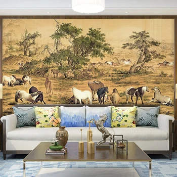 Velikosti po meri moralno ozadje konj Kitajski oljno sliko znane slike izhajajo sto konj čaj hiša, dnevna soba, spalnica, jedilnica