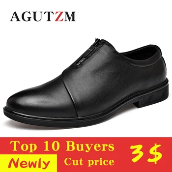 2019 Business/prosti čas formalno čevlji pravega usnja, obleka, čevlji za moške luksuzne blagovne znamke big velikost 37-47 visoko kakovost ravno zip design