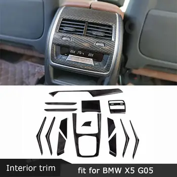 Suho Ogljikovih Vlaken Avtomobilska Vrata, Notranjo opremo Trakovi Zajema Nalepke za Notranjo Dekoracijo za BMW X5 G05 2020+ Prestavna Plošča Škatla za Shranjevanje