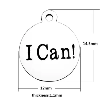 20pcs 12 mm, čitljivo sem lahko čar za ogrlico disk obeski oznako iz Nerjavečega jekla DIY nakit, izdelava opreme za zapestnico