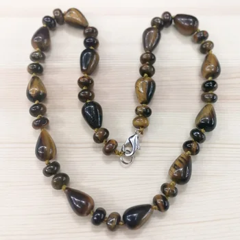 Moda naravnih tiger oči kamen čare kaplja vode oblika in krog kroglice obeski & nakit ogrlica Debelo 1pc brezplačna dostava