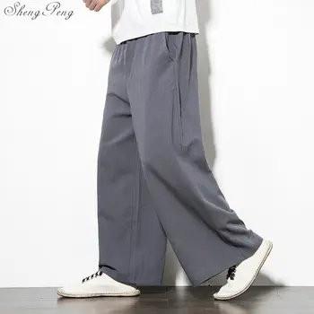 Kitajski tradicionalni kung fu wushu hlače oblačila za moške, moški perilo orientalski slog širok noge hlače hlače ulične Q779