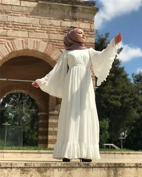 Dolg Rokav šifon Muslimanskih Jubah Preprost Stil turški Poliester Islamska Oblačila Visoke Kakovosti Malezija Arabski Casual Wear Ženske