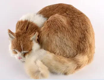 big simulacije spalna mačka igrača polietilen & krzno, krzneni izdelki rumeno mačka model o 29x31x10cm c2245