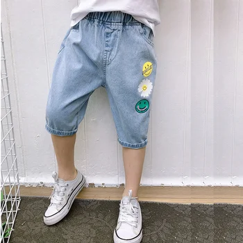 Poletje 2022 fantovske jeans hlače otrok odrezana hlače mornarice veter big fantovske hlače