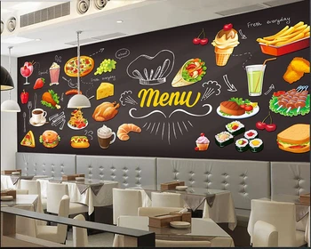 Po meri restavracija ozadje, ročno poslikano hrane, foto fresca dnevna soba bar KTV ozadje ozadje de papel parede