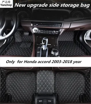 Nadgradnjo usnje avto predpražnike za Honda accord 2003 2004-2015 2016 2017 2018 po Meri stopalo Blazinice avtomobilske preproge avtomobilski zajema