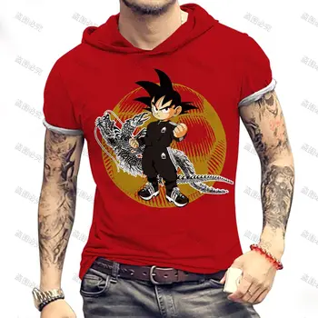 Essentials Moške Hooded T-Shirt Oblačila Dragon Ball Z Anime Vrhovi Prevelik Harajuku Slog Z T-Shirt Trend Novih Goku Super Saiya