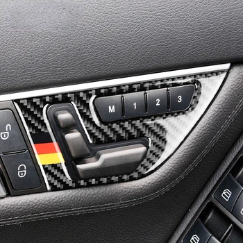 Hitrost letenja Ogljikovih Vlaken za Mercedes Benz C Razred W204 Pribor Sedež Prilagodite Gumb Stikala Kritje Trim Nalepki v Notranjosti