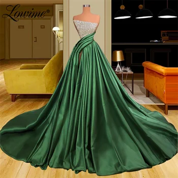 Lowime Zelena Zabuhle Prom Obleke Dolgo Beaded Elegantne Večerne 2022 Couture Haljo De Soiree Dubaj Poroka Stranka Obleko Vestidos
