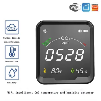 Temperatura Vlažnost Infrardeči Detektor Ogljikovega Dioksida Tuya WiFi Zraka Polje Koncentracija CO2 Senzor Alarm Higrometer Plina Monitor