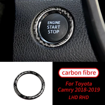 Za Toyota Camry 2018-2019 1Pcs Pravi Ogljikovih Vlaken Gumb Start Stikalo Obroč Trim Avto Notranja Oprema Avto Notranjost Material
