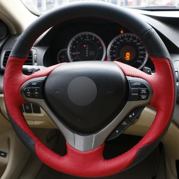 DIY Ročno sešijejo Avto Volan Kritje Črno Rdeče Usnje za Honda Spirior Neželeno Soglasju