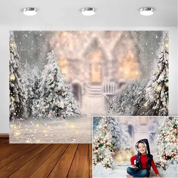 Pozimi Sneg Božič Fotografija Kulise 7x5ft Vinil Beli Sneg Xmas Tree Bleščice Dekoracijo Otroci Portret Ackground