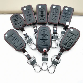 Vroče Prodaje Usnja Keychain Vrečko Imetnik Tipko Primeru Kritje Za Peugeot 301 308 408 508 2008 308S 3008 4008 5008 307 Avto Dodatki