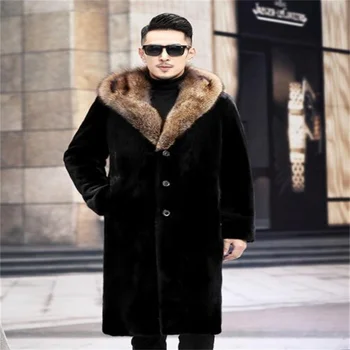 Mens plašči krzno, hooded zimo črno dolgo toplo priložnostne enotni-zapenjanje oblačila casaco masculino de inverno alta moda qualidade