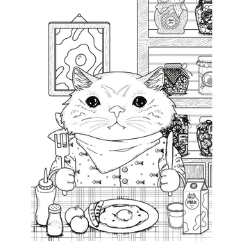 AZSG Luštna mačka jesti Zajtrk Jasno Znamk Za DIY Scrapbooking Dekorativni Kartico, zaradi Česar Obrti Zabavno Dekoracijo Dobave 10*15 cm