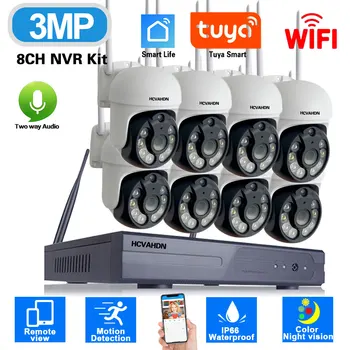 Tuya Smart Wifi PTZ Varnostne Kamere nastavitve Sistema 5MP 8CH CCTV NVR Kit Barva Night Vision Brezžična IP Kamera za Video Nadzor, Komplet