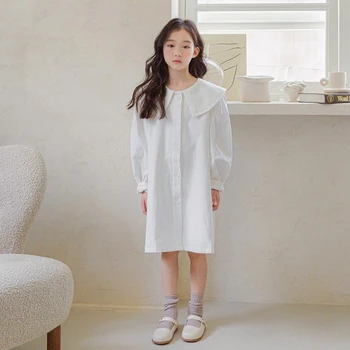 2023 Dekleta Pomlad Obleko Bele Otrok Elegantna Oblačila Mid-Dolžina Čipke Otroci Princesa Obleke, #7188
