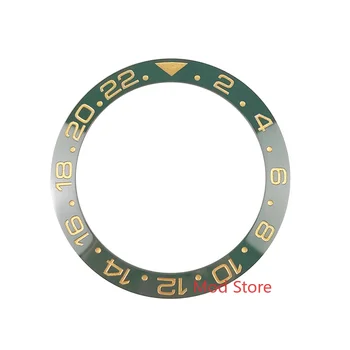 Dobro Narejen 40 mm GMT Črna/Zelena Zlati Tisk, Keramične Plošče, ki se Vstavi Za 43mm GMT Moške Ure