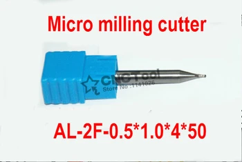 1PCS 2F-0.5*1.0*4*50 ,0.5 mm Aluminij Mikro Volframov Karbid Kvadratnih Koncu Mlin 2 predvsem piščali CNC Rezkanje, Rezalniki Usmerjevalnik Bitov