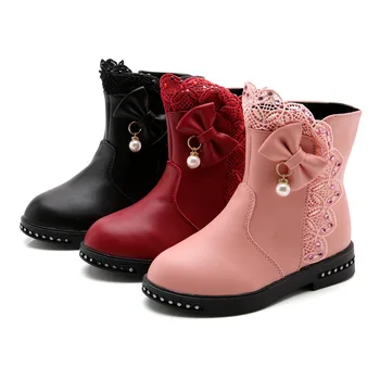 Škornji za dekleta Jeseni in Pozimi 2022 Nova Princesa Kratek Copati Otroci Sneg Škornji Dekleta Sredine cevi Čevlji z Bombaž Topli Mode