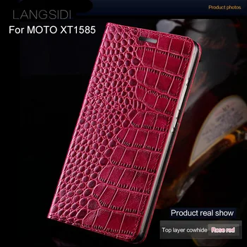 Luksuzne blagovne znamke telefon primeru pravega usnja krokodil Ravno teksturo primeru telefon Za MOTO XT1585 ročno primeru telefon