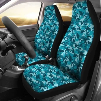 Modro-zelena Camo Avtomobilskih Sedežnih prevlek,Paket 2 Univerzalni Prednji Sedež Zaščitni Pokrov