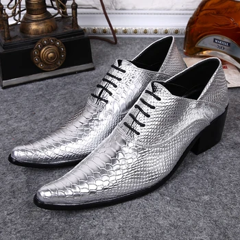 Klasično Eleganten Iver Mens Čevlji Skrite v Visokih Petah Kača Kožo Pravega Usnja, Oxford Čevlji Za Moške Urad Poslovno Obleko čevlji