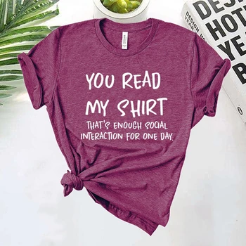 Smešno, Preberete Moj Shirt Tiskanje Bombaža T-srajce Poletje Kratek Rokav Tee Majice za Ženske okoli Vratu Dame Osebno Vrhovi Tees