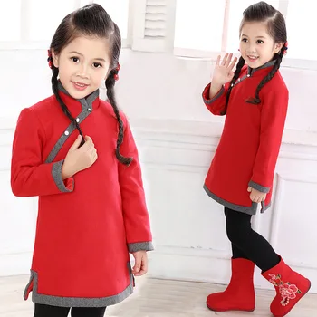 Otrok Qipao Cheongsam Obleko Novo Leto Tang Kostum Zimo Pomlad Princesa Priložnostne Obleko Kitajski Nacionalni Festival Oblačila
