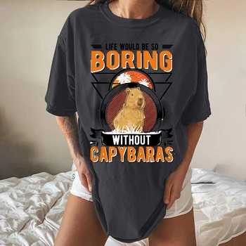 Bi bilo življenje Dolgočasno Brez Capybara Ženske majice Nove Ženske 90. letih Športna Ženska Oblačila Vrhovi Tiskanja Ženske Tees Tshirt Grafika