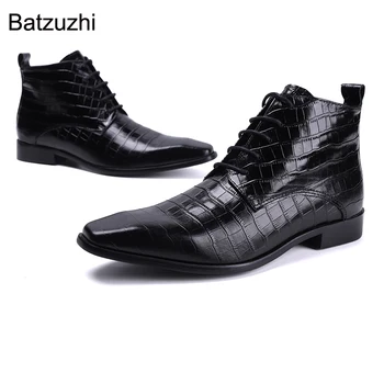 Batzuzhi Moda Nova Zasnova Moški Čevlji Luksuzni Ročno Black Pravega Usnja Gleženj Škornji Moški Britanski Stil Botas Hombre, EU38-46