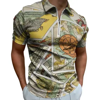 Tarot Karte, Priložnostne Majice Fortune Teller Polo Majice Zadrgo Novost Shirt Mens Top Design Plus Velikost 6XL