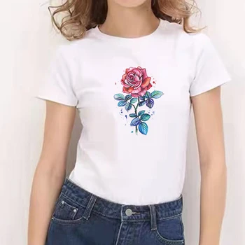 Cvet Vrh Tshirt Ženska majica s kratkimi rokavi Ženske Obleke Ženska T-shirt risanka Harajuku T-shirt poletje tee ženski top