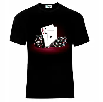 Kreativna Zasnova Poker Karte in Žetone Srečo Casino T-Shirt. Poletje Bombaž O-Vratu Kratkimi Rokavi Moški Majica s kratkimi rokavi Novo Velikost S-3XL