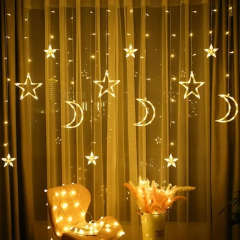 Luna Star Led Luči Ramadana Dekoracijo 2022 Niz Luči Eid Mubarak Razsvetljavo Muslimanskih Garland Lučka Soba, Vrt Poroko Dekor