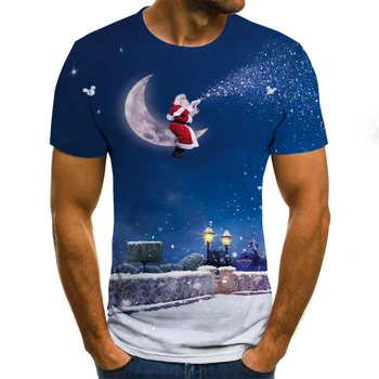 Nova moška T-shirt majica blagovne Znamke Design Božič Santa Claus Božično Drevo Snežaka Zahodni Počitnice 3D Tiskanje Oversize XXS-6XL